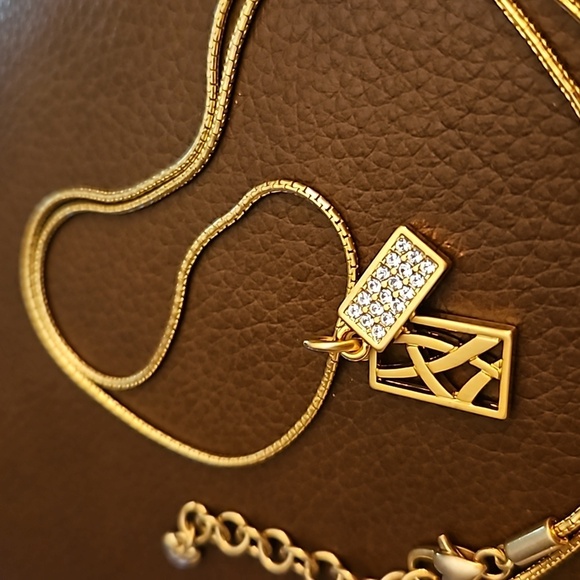 BRIGHTON Meridian Zenith Gold Plated Rectangle Pendant Snake Chain Necklace - Picture 3 of 6